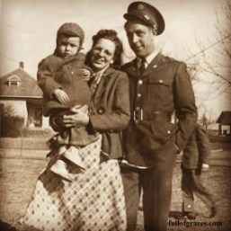 Allen with his parents Mary-Mae and Guy in 1941