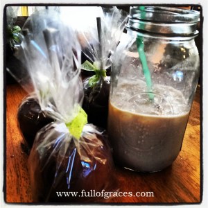 These are my apples and a glass of Door county Christmas iced coffee.