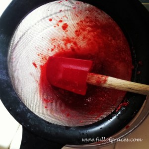 My macerated, mashed and strained raspberries.